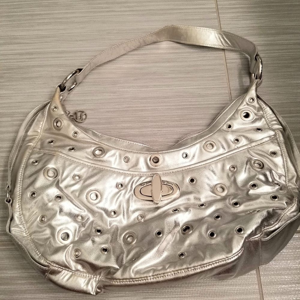 NEW Pepe Jeans Silver Studded zippered bag